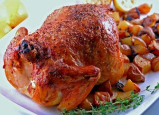 Pollo jugoso al horno