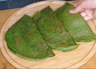 Omelette de espinacas, bajo en calorías.