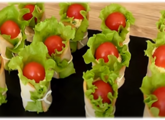 Bocadillos de lechuga, jamón y requesón