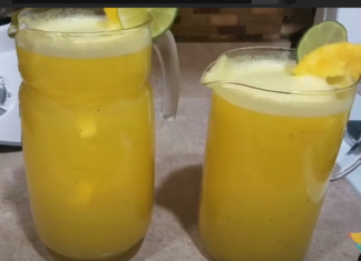 Agua fresca de piña, naranja y limón