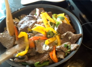 Fácil y deliciosa receta de un alambre de res con pimiento