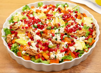 Ensalada de camote con vegetales.