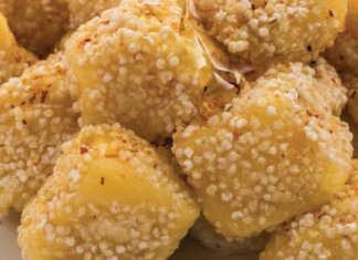 Botana fantástica con cubos de queso y amaranto