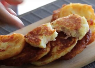 Tortitas de papa con jamón
