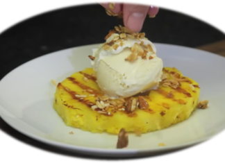 Postre con un sabor increíble ” piña asada caramelizada”