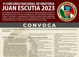 Invita Congreso de Nayarit al Concurso Nacional de Oratoria Juan Escutia