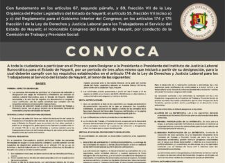 Emite Congreso convocatoria para elegir presidente del Instituto de Justicia Burocrática