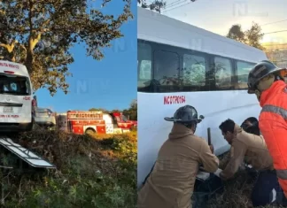 Dos policías resultan lesionados al ser embestidos por combi en la salida a Bellavista
